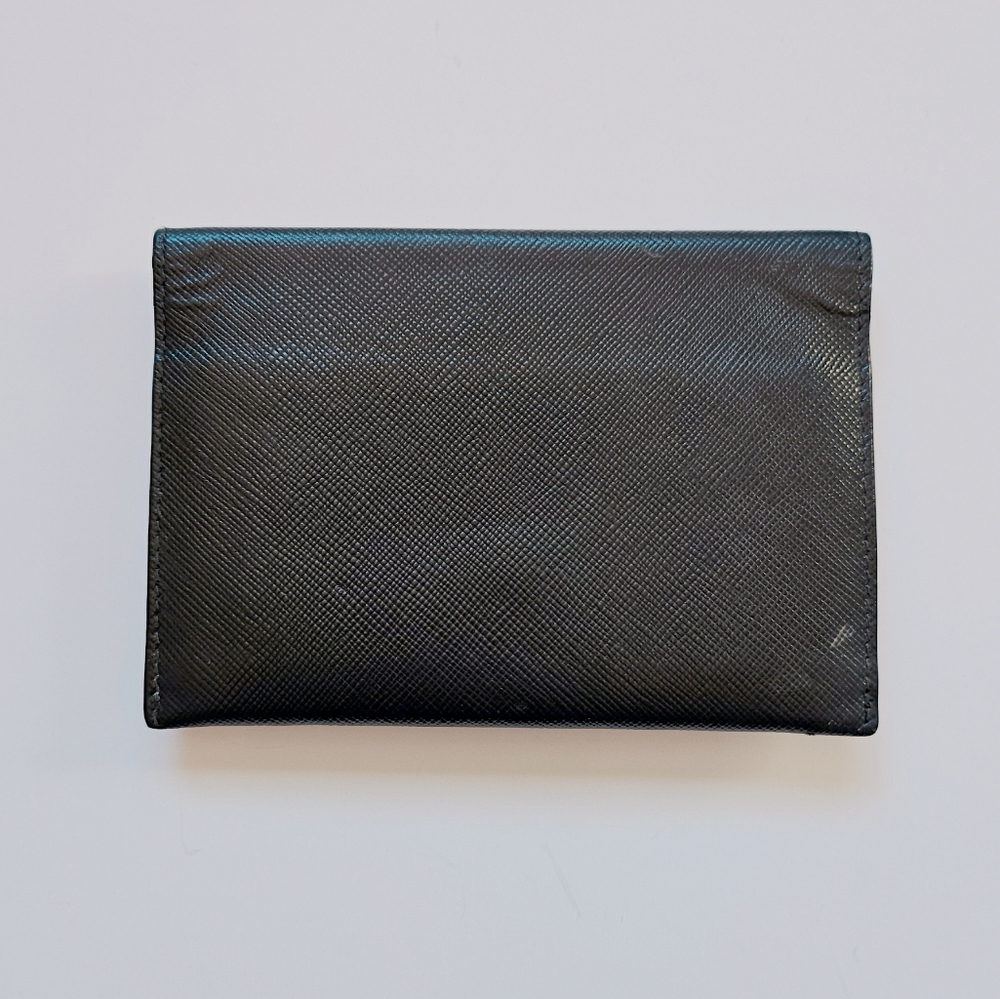 PRADA Saffiano Card Holder Wallet Gold Tone Hardware Logo - Picture 4 of 14